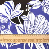 Viscose imprimée jardin fleuri violet fond marron