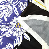 Viscose imprimée jardin fleuri violet fond marron