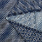 Popeline polycoton imprimée géométrique bleu fond blanc