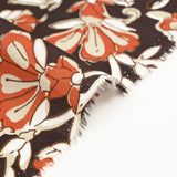Coton indien imprimé champêtre brique et taupe fond marron