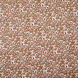Viscose imprimée fleurs blanches et bordeaux fond noisette