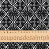 Dentelle polyester losanges et fleurs noir