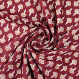 Coton indien imprimé Vamika ornements blanc fond rouge amarante