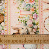 Coton imprimé lapin de Pâques rose