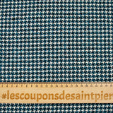 Lainage jacquard mini pied de poule blanc cassé et bleu canard