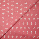 Coton imprimé ancre marine blanche fond rose