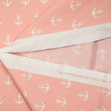 Coton imprimé ancre marine blanche fond rose clair