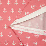 Coton imprimé ancre marine blanche fond rose