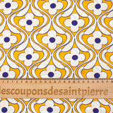 Viscose imprimée floral bleu fond jaune