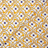 Viscose imprimée floral bleu fond jaune