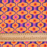 Viscose imprimée agitation violet et rose fond orange