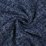 Tweed de polyester blanc et bleu ciel fond bleu marine