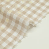 Coton Vichy brodé Flore beige