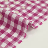 Coton Vichy brodé Flore prune