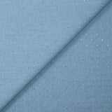 Chambray de coton orné de strass fond bleu ciel