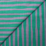Coton et viscose imprimé doupionné rayé turquoise et mauve