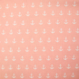 Coton imprimé ancre marine blanche fond rose clair