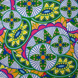Coton imprimé ethnique Veendam vert et fuchsia