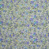 Coton imprimé Giorgia fleurs violet et bleu fond écru au mètre