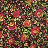 Coton imprimé jardin bohème rouge fraise