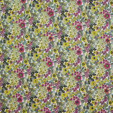 Coton imprimé Matilde fleurs fuchsia et jaune au mètre