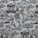 Coton imprimé toile de Jouy Maël noir fond gris bleuté