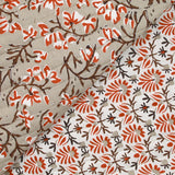 Coton matelassé double face branche taupe et blanc au mètre