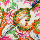 Coton matelassé double face cachemire fantaisie rose et vert pomme au mètre
