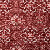 Coton tissé aspect lin imprimé arabesque rouge brique