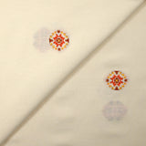 Coton tissé-teint jacquard Malina orange et brique fond écru