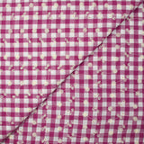 Coton Vichy brodé Flore prune