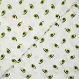 Double gaze imprimée avocat vert fond blanc