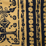 Gabardine de coton élasthanne ornement beige et bleu nuit