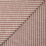 Jacquard de polycoton Lurex rayé bleu et rouge fond blanc cassé
