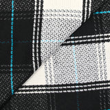 Lainage polyester à carreaux noir ligne turquoise