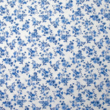 Piqué de coton imprimé les fleurs de Louna bleu fond blanc