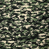 Popeline de coton imprimée camouflage vert