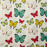 Popeline de coton imprimée papillon pois beige fond blanc
