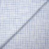 Popeline polycoton tissée-teinte à carreaux Arsène bleu fond blanc