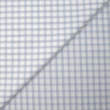 Popeline polycoton tissée-teinte à carreaux Auguste gris bleuté fond blanc