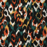 Satin de viscose imprimé Vénus orange brûlé fond noir