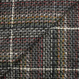 Tweed de laine mélangée Sidonie ligne blanche fond noir, blanc et multicolore