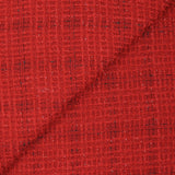 Tweed de polyester Lurex carreaux ligne noire fond rouge