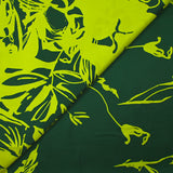 Twill de viscose imprimé illusion florale vert anis et forêt
