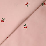 Velours de coton côtelé imprimé cerise fond rose