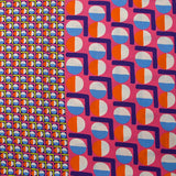 Viscose imprimée cercle vintage fuchsia fond violet