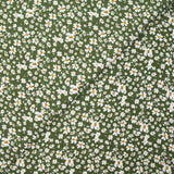 Viscose imprimée fleurs blanches et jaunes fond kaki