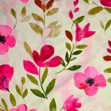 Viscose imprimée fleurs rose fond écru