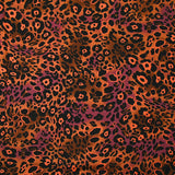 Viscose imprimée léopard orange fluo fond marron