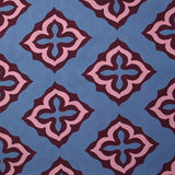 Viscose imprimée mosaïque vieux rose fond bleu